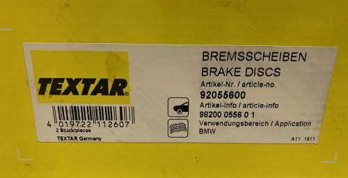 Bremsscheibensatz VA TEXTAR f. BMW E36, E46, Z4 (Inhalt 2 Bremsscheiben)